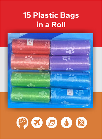 Pack Of 8 Disposable Diaper Bag Refill Rolls Safe And Odour Control - Multicolour