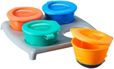 Tommee Tippee Freezer Pots and Tray - Assorted Colors, Pack of 4