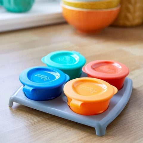 Tommee Tippee Freezer Pots and Tray - Assorted Colors, Pack of 4